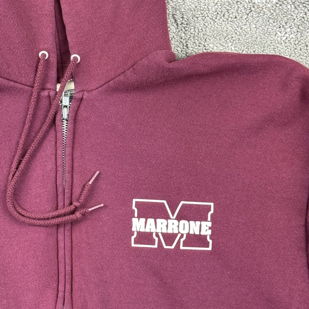 Vintage Lee Heavyweight Full Zip Hoodie Large Burgundy Marrone Graphic USA